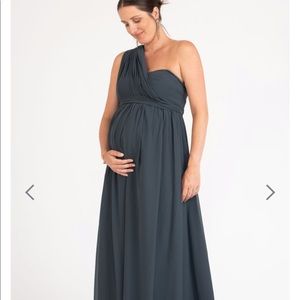 Jenny Yoo Cerise Maternity Dress in Serenity Blue